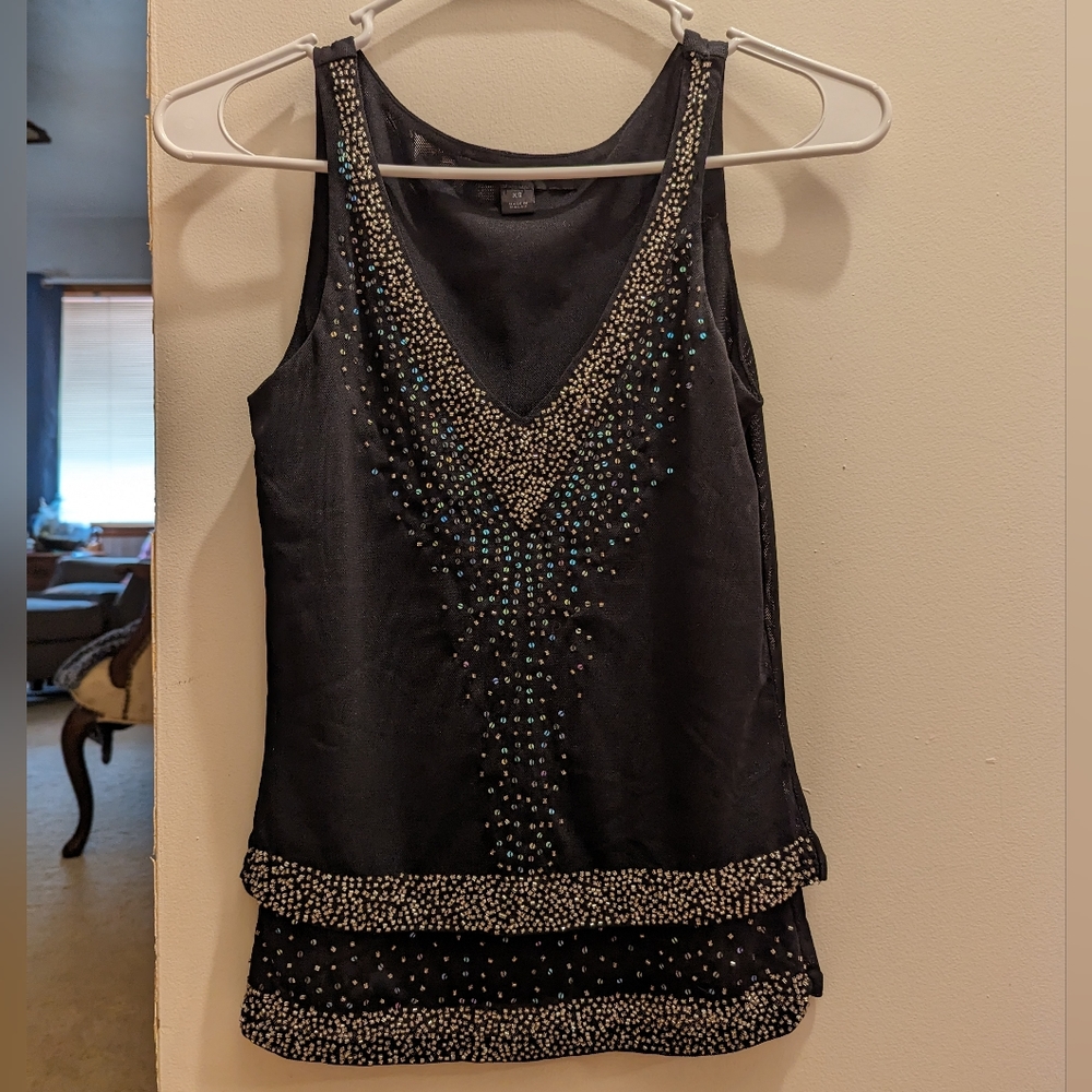 X-small Express Black Beaded Tank Top